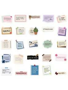 50PCS,Encouraging Comments Mobile Phone Stickers,PVC Material,Scrapbook Supplies,Creative And Aesthetic Design Sticker,Suitable For Mobile Phone Cases,Tablets,Laptops,Suitcases,Cars,Notebooks,Helmet,Guitar,Skateboard,Storage Box,Computer, - Multicolor - View 4