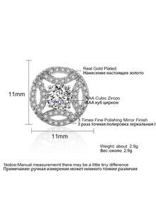 1 Pair Men's Personalized Hollow Geometric Pattern Zirconia Stud Earrings, Round Carved Single Main Diamond Ear Jewelry, Men's Autumn Hip-Hop Street Daily Party Jewelry - Earrings - View 5