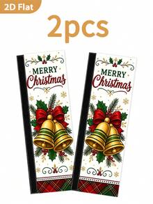 1/2Pcs Christmas Refrigerator Handle Covers, Gold Bell, Red & Green Plaid, Berry Pattern, With Hook And Loop, Suitable For Refrigerator, Oven, Microwave, Dishwasher, Christmas Holiday Kitchen Decor - View 8