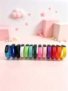 1 chiếc vòng đeo tay học sinh unisex nhiều màu, đèn LED trắng dùng pin dùng một lần, mặt số oval, chỉ hiển thị thời gian, không chức năng, đồng hồ đeo hàng ngày bộ 13 màu, phù hợp cho trường học, thể thao, lễ hội, quà tặng và nhiều dịp khác - Nhiều màu - Xem 5