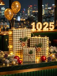 Roll Green & Kraft Buffalo Plaid Wrapping Paper Roll, Pair With Hemp Rope, Rustic Checkered Gift Wrap, -Style Brown Paper With Dark Green Squares, Farmhouse Holiday & Everyday Gift Wrapping For Christmas, Birthdays, Diy Crafts And Packaging - One Size Fits All - View 7