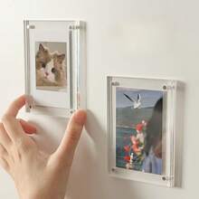 1PC Acrylic Photo Frame, Strong Magnetic Photo Office Business Card Holder, Double-Sided Protective Film On Acrylic Plate, Please Peel Off Protective Film Before Use - A - View 3
