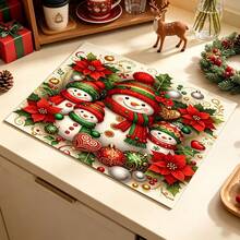 1pc Dish Drying Mat, Coffee Machine Mat, Christmas Snowman Pattern Dish Drying Mat, Christmas Theme Decorative Mat, Absorbent Table Protector Christmas Table Mat, Kitchen Dining Drainage Mat, Multi-Purpose Drying Mat, Home Gift, Desktop Decoration - XYLSD-1123 - View 5