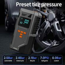 jkuoo Arrancador portátil mejorado 2026 con compresor de aire, inflador digital de neumáticos de coche de 180PSI, batería integrada de gran capacidad, pantalla de visualización digital, linterna LED, incluye múltiples adaptadores, inflador de grado profesional, diseño compacto y elegante, ¡conveniente y fácil de usar! - Bomba multifuncional [unidad completa + accesorios] - Ver 7