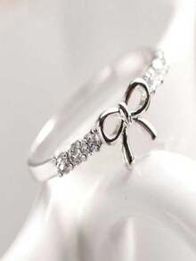 1 Pc Bow Rhinestone Open Ring For Women Fashion Index Finger Jewelry Gift - Multicolor - View 6