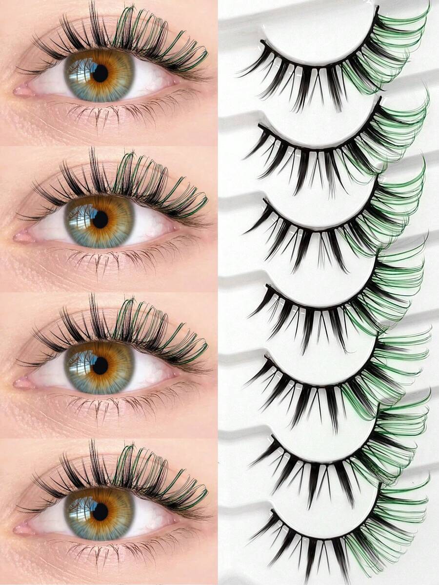 Asiteo 7 Pairs Dopamine Macaron Color Full Strip Angel False Eyelashes, Multiple Colors And Styles Available, Soft And Reusable, Suitable For Beginners, Holidays, Parties And Festive Makeup - Multicolor - View 1