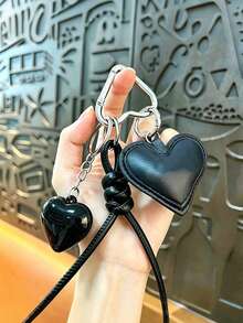 Yogodlns Multi-Color PU Leather Heart Keychain Car Key Ring Cartoon PU Leather Pendant Fashion Bag Charm Car Accessory - Multicolor - View 9