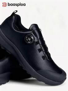 baasploa Men's Winter Dress Shoes, Warm Lining Casual Business Shoes, Quick-Release Rotary Buckle, Non-Slip Sole, Classic Men's Shoes, Suitable For Work, Commuting And Daily Wear - Black - View 3