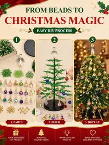 Kit Pohon Natal Manik-Manik DIY untuk Dewasa, Set Kerajinan Liburan Kristal, Kit Pembuatan Pohon Natal Manik-Manik Kristal 3D, Ciptakan Dekorasi Liburan Berkilau Anda Sendiri - beraneka warna - View 2