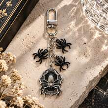 1pc/Multi-Pcs Unisex Gothic Vintage Spider Pendant Alloy Small Spider Accessory Keychain Halloween Gift Personalized Bag Charm - Multicolor - View 8