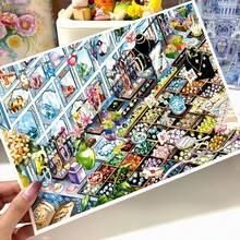 Jewelry Counter Store Scene Stickers,Large Size Landscape Stickers,Scrapbook Stickers,Immersive DIY Stickers,Decorative Stickers,Suitable For Office,Home,Room,Classroom,Handmade,Journaling Supplies,Halloween Gift,Aesthetic Scene Stickers - A - View 4