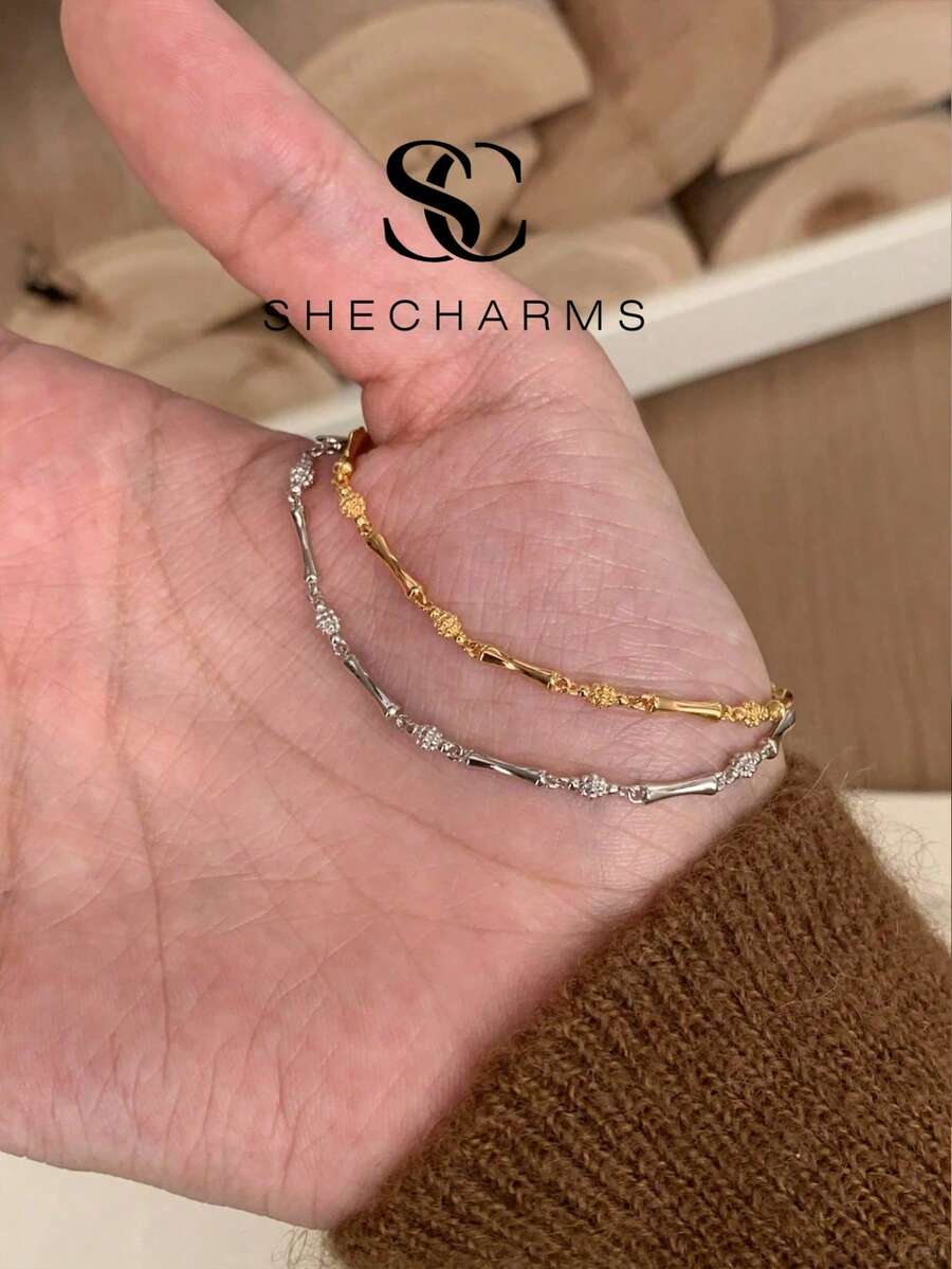 1pc Bamboo Bangle, High-End Jewelry Gift For Girlfriend/Women