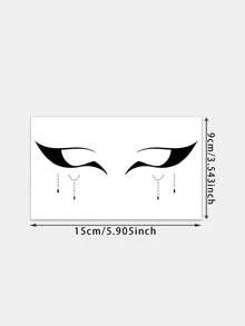 1pc Temporary Tattoo Sticker, Cool Black Eye Makeup Teardrop Pattern, Realistic Fake Tattoo Design, For Daily Wear, Bachelorette Party Favors, Music Festival, Game, Graduation Gift, Lasts 3‑5 Days - Black - View 2
