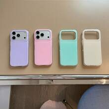 1pc Double Layer Candy Macaron Apple 14/13/17/16/15 Pro Max Phone Case - Pink - View 3