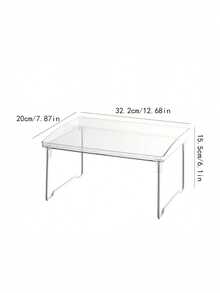 1pc Acrylic Cabinet Storage Rack, Stackable Kitchen Countertop Shelf, Spice Rack, Countertop Organizer Box, Transparent Plastic Storage Organizer Suitable For Cosmetics, Bathroom, Cabinet, Desk, Pantry - Clear - View 6