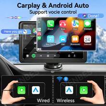 VENBES 7 Inch PND Portable Car Stereo, Wireless CarPlay & Wireless Android Auto Touch Screen Car Player With Bluetooth FM - Main Unit + 8‑LED Square Rear‑view Camera - View 3