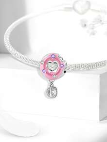 1pc Fashion Floral Beaded Pendant, Suitable For Women's Bracelet DIY Jewelry Making And Daily Wear Accessories - Silver - View 2