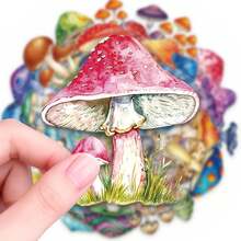 50pcs Colorful Mushroom Doodle PET Stickers, Perfect For Scrapbooking, Journals, Laptops, Bumpers, Skateboards, Water Bottles, Computers, Phones And Other DIY Creative Doodle Sticker Toys - Multicolor - View 2