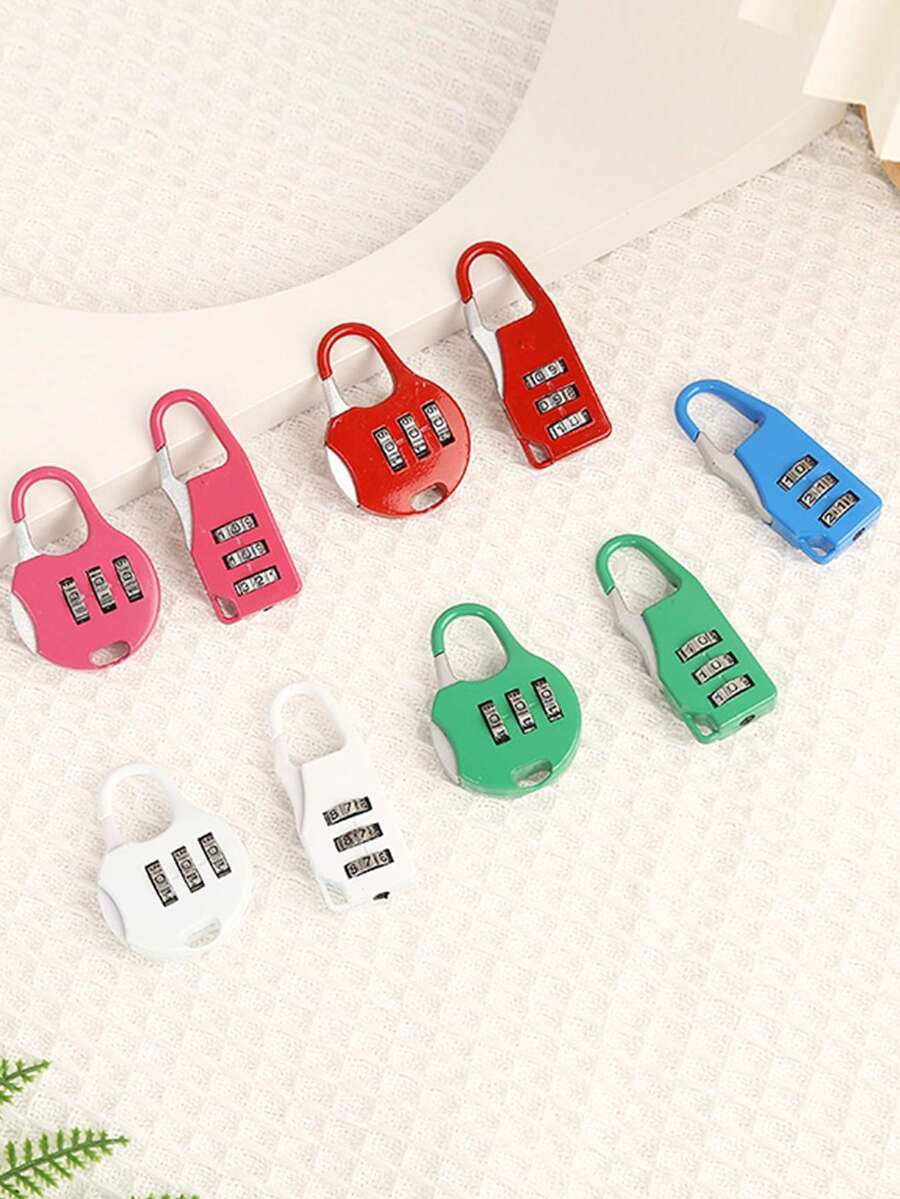 Multi-Color Round Combination Lock Keychain, Key Ring, Bag Pendant, Travel Luggage Lock, Small Lock Key Ring, Office, School, DIY Car Keychain Accessory, Gift - Multicolor - View 1