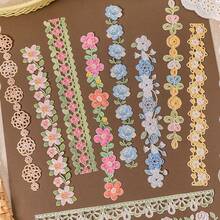 10pcs Long Hollow Floral Stickers, Rich Pattern Design, Vibrant Colors Exquisite Illustration, Multi-Functional Scrapbook Sticker Decoration Art Journal, Card Making, Handmade DIY Sticker, Holiday Gift - Sticker - View 10