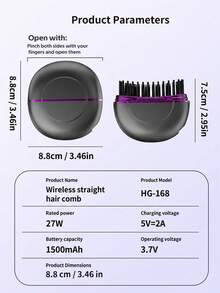 FIYIBAN 1pc Wireless Mini Hair Straightener Brush, Portable Rechargeable Dual Use Straightening & Curling, Fast Heating Anti-Scald, Travel Essential - Multi-color-mini - View 9