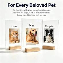 Customized Acrylic Photo Frame For Couples - Personalized Name And Photo Desktop Plaque With Wooden Base, Romantic Gift For Friends, Personalized Acrylic Photo Plaque With Wooden Stand, Customized Name And Photo Desktop Decor, Perfect Gift For Couples And Families - Multicolor - View 8