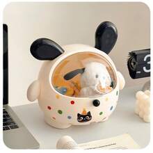 Dundun Dog Desktop Storage Box, Transparent Sliding Lid Organizer, Plastic Desktop Organizer Box For Vanity Small Items, Stationery, Hair Ties, Snack Accessories, Room Decor Photography Props, Suitable For Teens 14+ And Adults - Multicolor - View 7