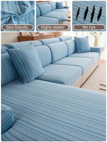 1pc All-Season Non-Slip Sofa Cover, Style Elastic Sofa Cover, Pet-Friendly Stain-Resistant Sofa Cover, Detachable Bath Cap Style Sofa Cover, Suitable For L-Shaped Sectional Sofa And 1/2/3/4 Seater Sofa - Blue - View 1