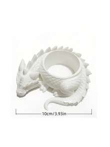 1pc Black/White 3D Printed (Plastic Material) Mini Fantasy Dragon Guardian Planter, Creative Succulent Green Plant Pot, Desktop Decoration Ornament, Bar/Desk/Tabletop Art Decor - A - View 12