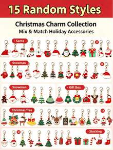 Christmas Theme Keychain, With Santa Claus, Snowman, Gingerbread Man, Bell, Reindeer And Other Designs - A - View 11
