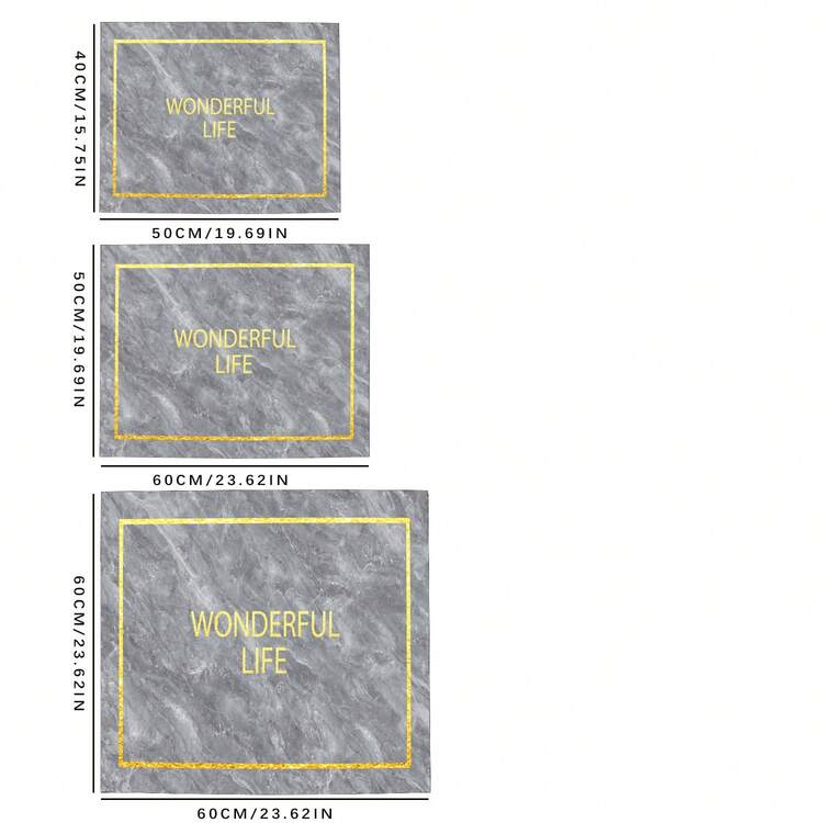 Luckybutterfly 灰色大理石金框「Wonderful Life」印花洗衣機頂蓋墊，防滑防水防塵洗衣機烘乾機保護墊，現代洗衣房居家裝飾 - 灰色 - 查看 10