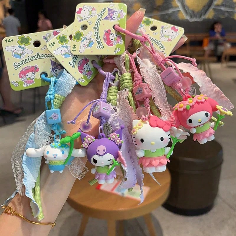 Miniso Home Forest Fairy Series Woven Rope Keychain, Kuromi Hello Kitty Cinnamoroll My Melody Cute Cartoon Bag Pendant, Ideal Gift For Sanrio Fans (1pc) - 1PC - View 1