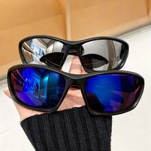 1 Pair Sporty Casual Glasses, All Season, Wrap-Around Full Frame, Colorful Coated Lenses, Multiple Colors Available, Men's Daily Outfit Decorative Accessory - Multicolor - View 4