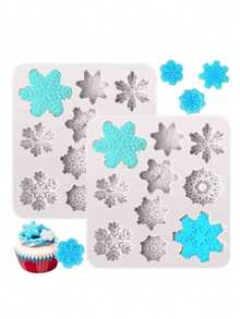 Snowflake Silicone Mold Christmas, Fondant Chocolate Candy Cake Decorating Mold, Non-Stick Reusable Baking Tool For Cupcake Toppers, Gum Paste, Polymer Clay & DIY Handmade Crafts, Easy Clean & Release - Beige - View 2