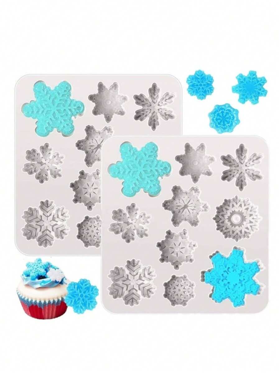 Snowflake Silicone Mold Christmas, Fondant Chocolate Candy Cake Decorating Mold, Non-Stick Reusable Baking Tool For Cupcake Toppers, Gum Paste, Polymer Clay & DIY Handmade Crafts, Easy Clean & Release