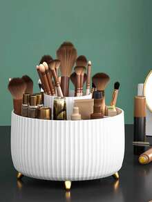 1 buah Organizer Makeup Meja Putar, Kotak Penyimpanan Alat Tulis, Tempat Pena, Rak Display Kosmetik, Ember Penyimpanan Kuas Makeup Multifungsi, Rak Penyimpanan Perawatan Kulit, Organizer Kuas Makeup Plastik - MultiWarna - View 5