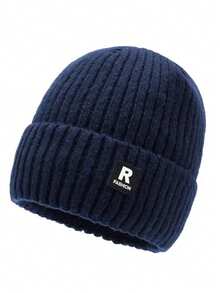 1PC Men's Winter Knitted Hat, Thermal Lined Thick Warm Woolen Cap, Windproof Cold Weather Beanie For Cycling - A - View 9