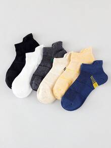 5 pares de calcetines deportivos cortos para hombre, transpirables, absorbentes de humedad, antideslizantes, de tobillo, elásticos y acolchados, para uso diario, running y fitness - Multicolor - Ver 2