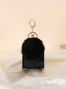 Fashion Mini Pouch Keychain Pendant, High-End Storage Charm For Lipstick, Earbuds, Car Keys, Women's Bag Accessory - Black - View 4