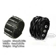 2pcs Punk Style Sports Casual Geometric Design Bracelets, Suitable For Men's Party, Sports, Fashion Wear, Exquisite Bracelet Gift For Men - Black - View 2