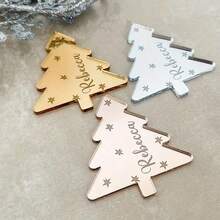 30/50pcs Customized Acrylic Holiday Decorative Gift Tags, Christmas Tree Shaped Tags (Rope Not Included), Customizable Exclusive Text, Suitable For Christmas, Wedding, Anniversary, Tabletop Decoration Tags - Multicolor 3 - View 5