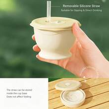Portable Foldable Silicone Straw Cup With Lanyard, Compact Travel Water Cup With Built-In Straw, Space-Saving Design For Outdoor Use - Multicolor - View 6