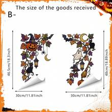 1/3pcs Vintage Halloween Gothic Maple Leaf Vine Window Decal, Double-Sided Visible PVC Static Cling Glass Sticker, Suitable For Living Room, Bedroom, Kitchen, Balcony Window Decoration - Multicolor - View 12