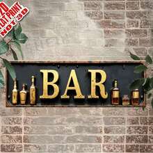 2D Flat Acrylic Bar Wall Decor Sign With Bottle And Glass Design - Adhesive Backing - Vintage Pub, Bar, Restaurant Wall Decoration, Suitable For Study Or Home - Multicolor - View 5