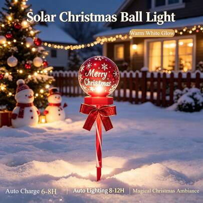 Güneş Enerjili Bahçe Kazıklı Noel Işıkları, Kar Tanesi Desenli Parlayan Noel Topu Dış Mekan Su Geçirmez Çim Işıkları, Bahçe, Avlu Yolu, Koridor, Balkon ve Çim Alan Noel Dekorasyon Işıkları İçin Uygun