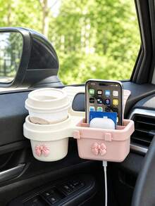 Multifunctional Car Storage Box, Can Store Car Keys, Organize Car Window/Door Clutter, Equipped With Cup Holder, Car Window Storage Rack, Car Cup Holder, Car Window Cup Holder, And Additional Hanging Car Door/Side Window Cup Holder, With Storage Organizer Tray. Multifunctional Car Storage Box, With Cup Holder, Water Bottle Holder, Side Door/Car Window Phone Slot And Hanging Storage Rack, Easy To Install, Space-Saving, Stylish Appearance, Sturdy Structure, Car Accessories. - A - View 1