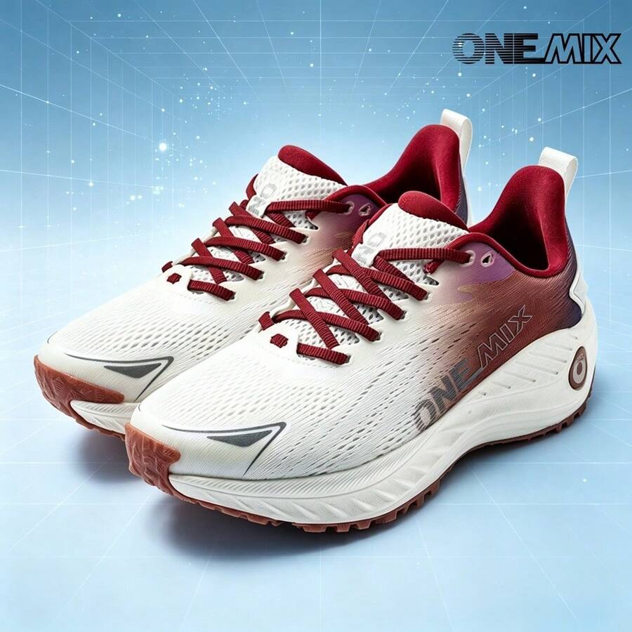 Sepatu Lari Kasual Olahraga ONEMIX, Nyaman, Peredam Guncangan, Sol Tebal Bertali Rendah, Anti Selip, Tahan Aus
