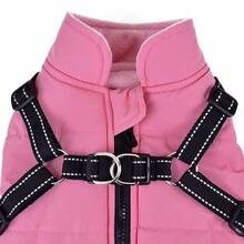 Dog Clothes Autumn/Winter Reflective Harness Back Zipper Design Pet Clothing Warm Jacket Adjustable Tail Small Dog Suitable - Pink - Pink - View 7