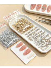 50pcs 3D Flat Back Rhinestone Nail Art Decor, Shiny Diamond Embellishments, Cute DIY Glitter Rhinestones, Women's Nail Supplies, Suitable For Holiday Decoration And Daily Styling/Photography - Multicolor - View 5
