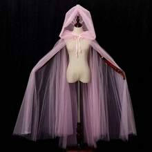 1pc High Quality Halloween Carnival Double Layer Mesh Transparent Hooded Cape Witch Costume Vampire Bride Solid Color Cloak For Adults - Multicolor - View 16